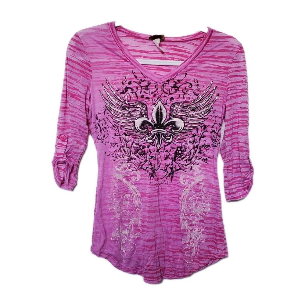 VINTAGE Y2K EVER BLUE Sm* Mcbling Pink Semi Sheer Tattoo Inspired Half Sleeve